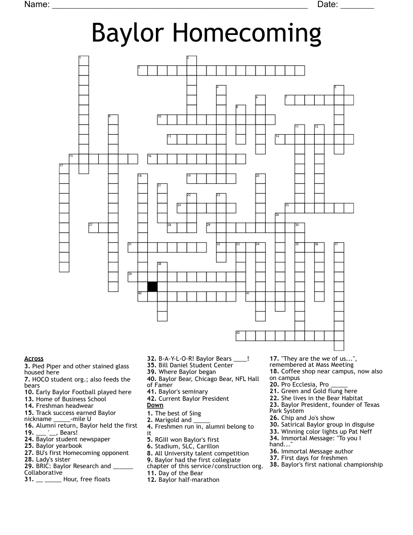 Home of Baylor University Crossword: Find All the Answers Here!