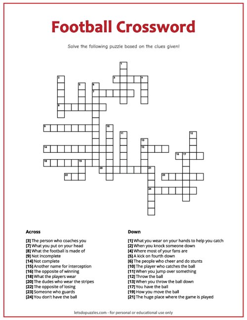 Football Buddy Crossword: Fun for the Whole Family!