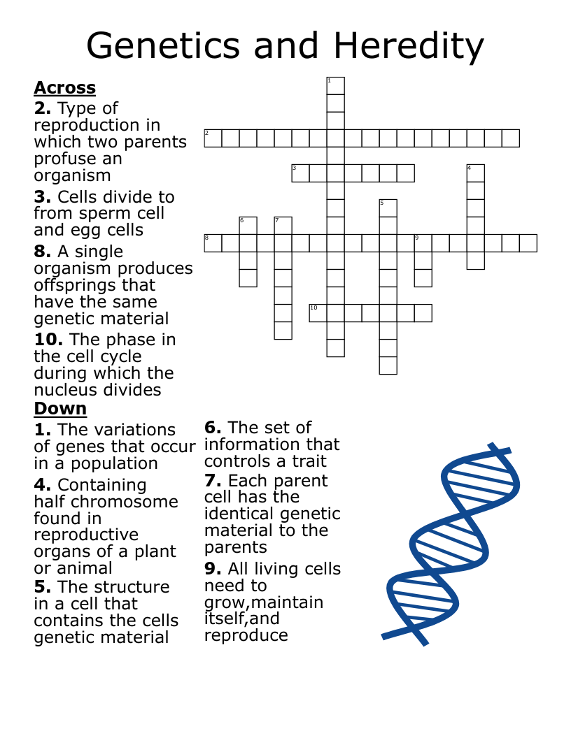 Heredity Crossword Puzzles: Easy Ways to Learn About Genetics.