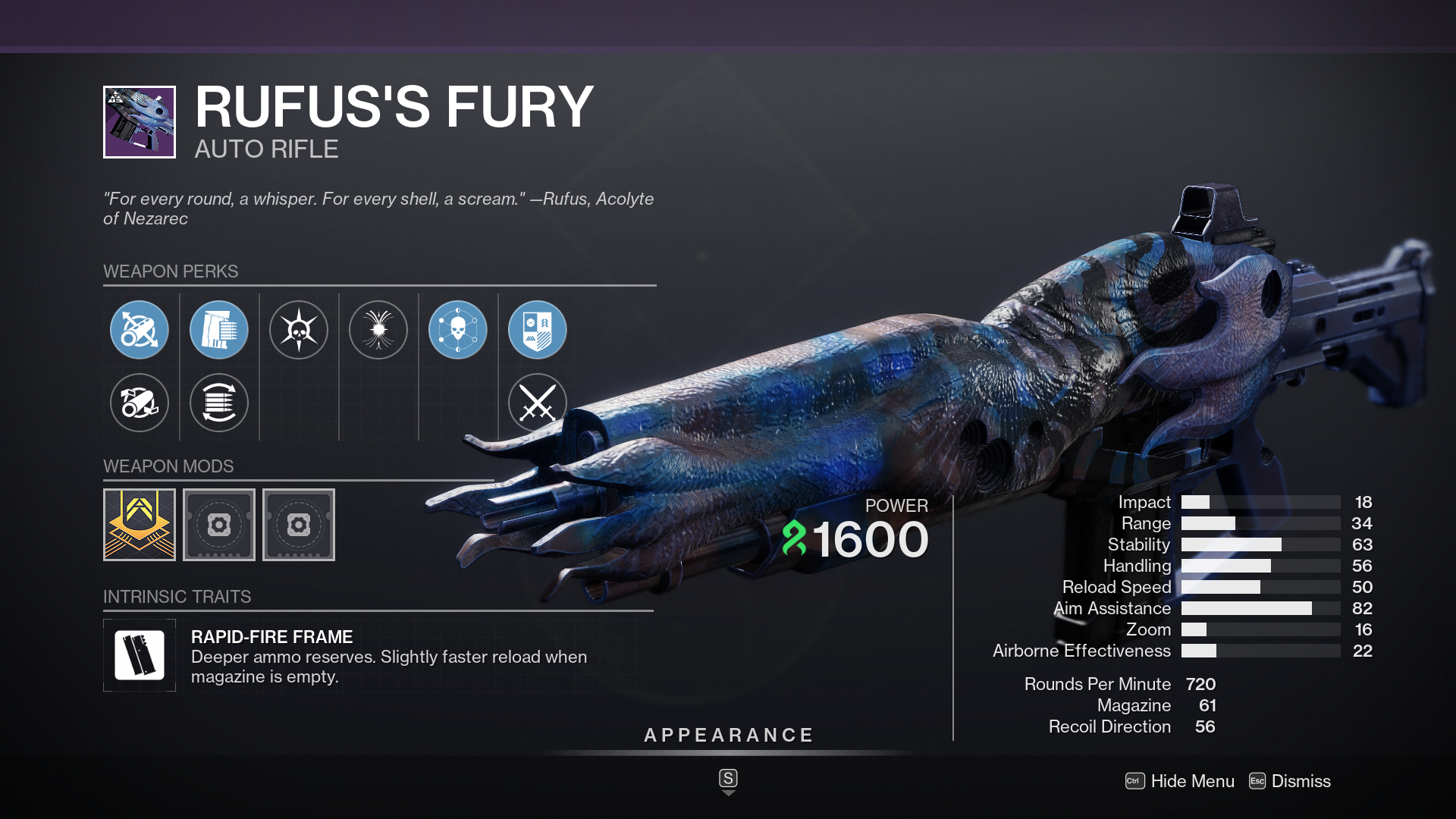 Rufus Fury God Roll for PvE in Destiny 2? You Need These Perks!