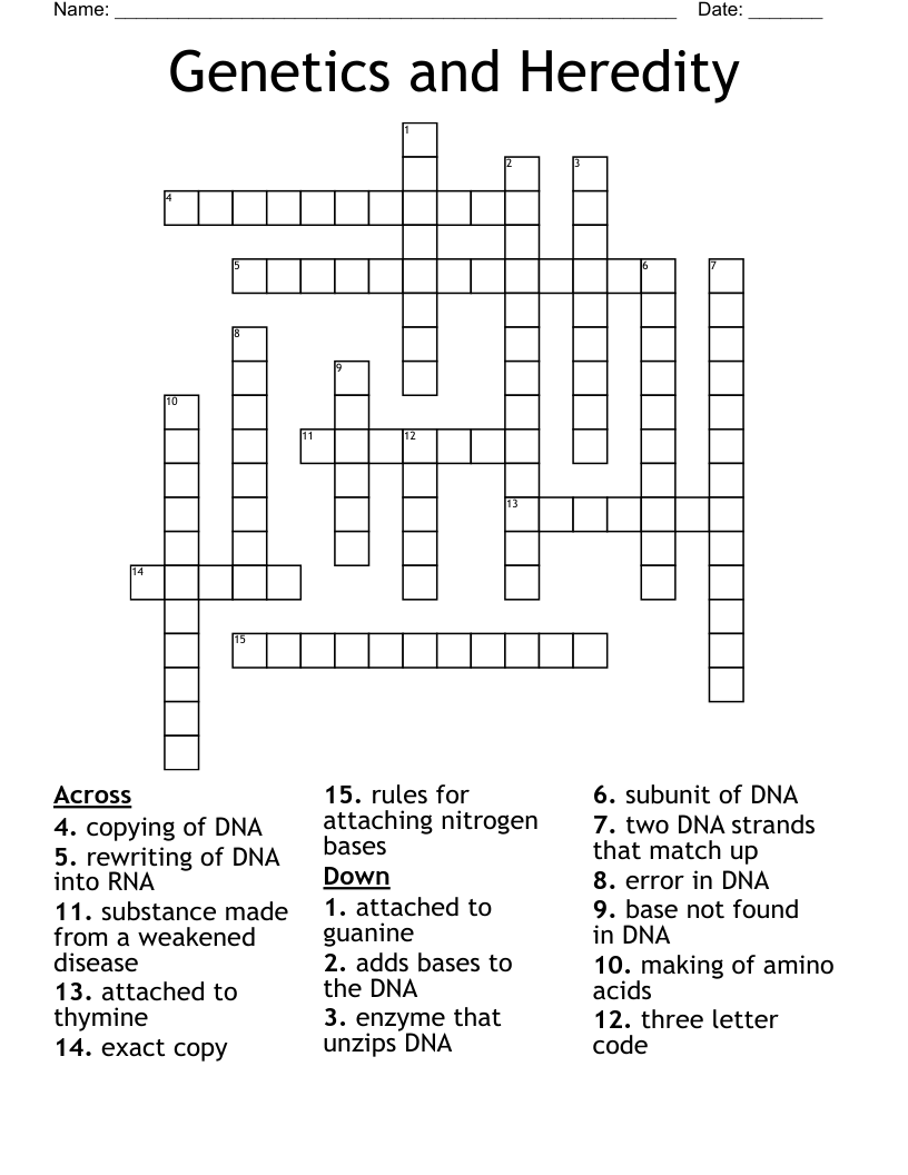 Learn Genetics with a Heredity Crossword, Printable included.